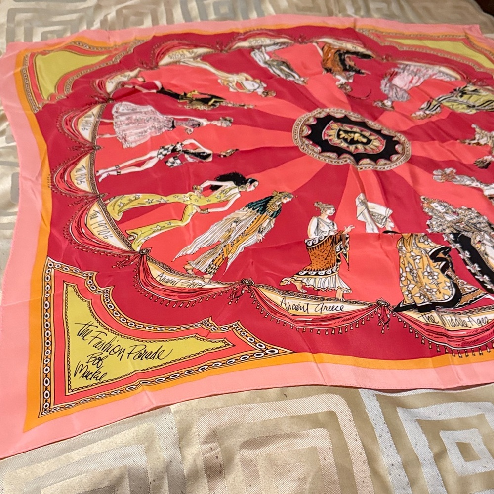 Bob Mackie Pink and Red Fashion Parade Scarf